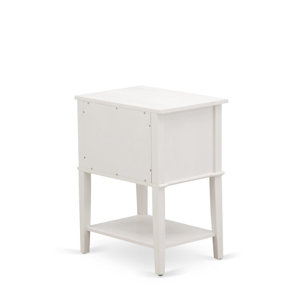 East West Furniture VL-0C-ET Small Night Stand with 2 Wooden Drawers, Stable and Sturdy Constructed - Wire brushed Butter Cream Finish
