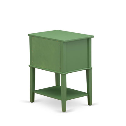 East West Furniture VL-12-ET Modern Wooden Nightstand with 2 Mid Century Wooden Drawers, Stable and Sturdy Constructed - Clover Green Finish