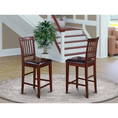 Vernon  Counter  Stools  with  Faux  Leather  Seat  -  Mahogany  Finish,  Set  of  2