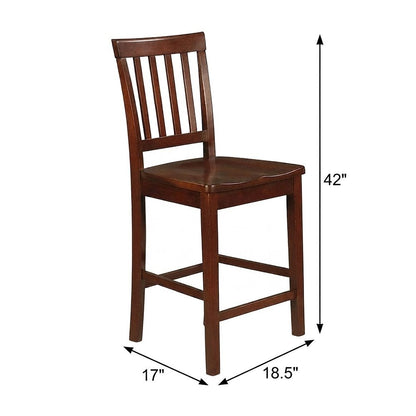 Solid Wood Counter Stools with Back and Traditional Bar Stool Design, Set of 2