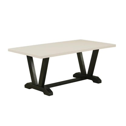 East West Furniture V2-627 3 Piece Small Dining Table Set for 4 - 1 Linen White Dinning Table and 2 Dining Table Bench - Wire Brushed Black Finish