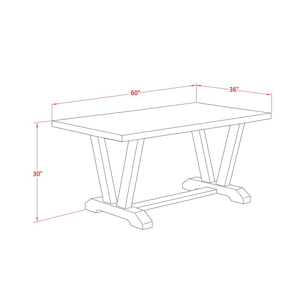 ast West Furniture V-Style Modern Kitchen Rectangle Dining Table Top with Stylish Legs, 36x60 Inch, VT696