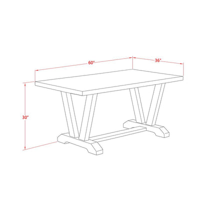 ast West Furniture V-Style Modern Kitchen Rectangle Dining Table Top with Stylish Legs, 36x60 Inch, VT696