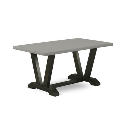 East West Furniture V2-696 3 Piece Kitchen Set - 1 Cement Dining Table and 2 Kitchen Table Bench - Reliable and Sturdy Construction - Wire Brushed Black Finish