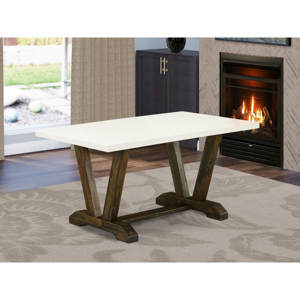 East West Furniture V-Style Dining Rectangle Wooden Table Top with Stylish Legs, 36x60 Inch, VT726