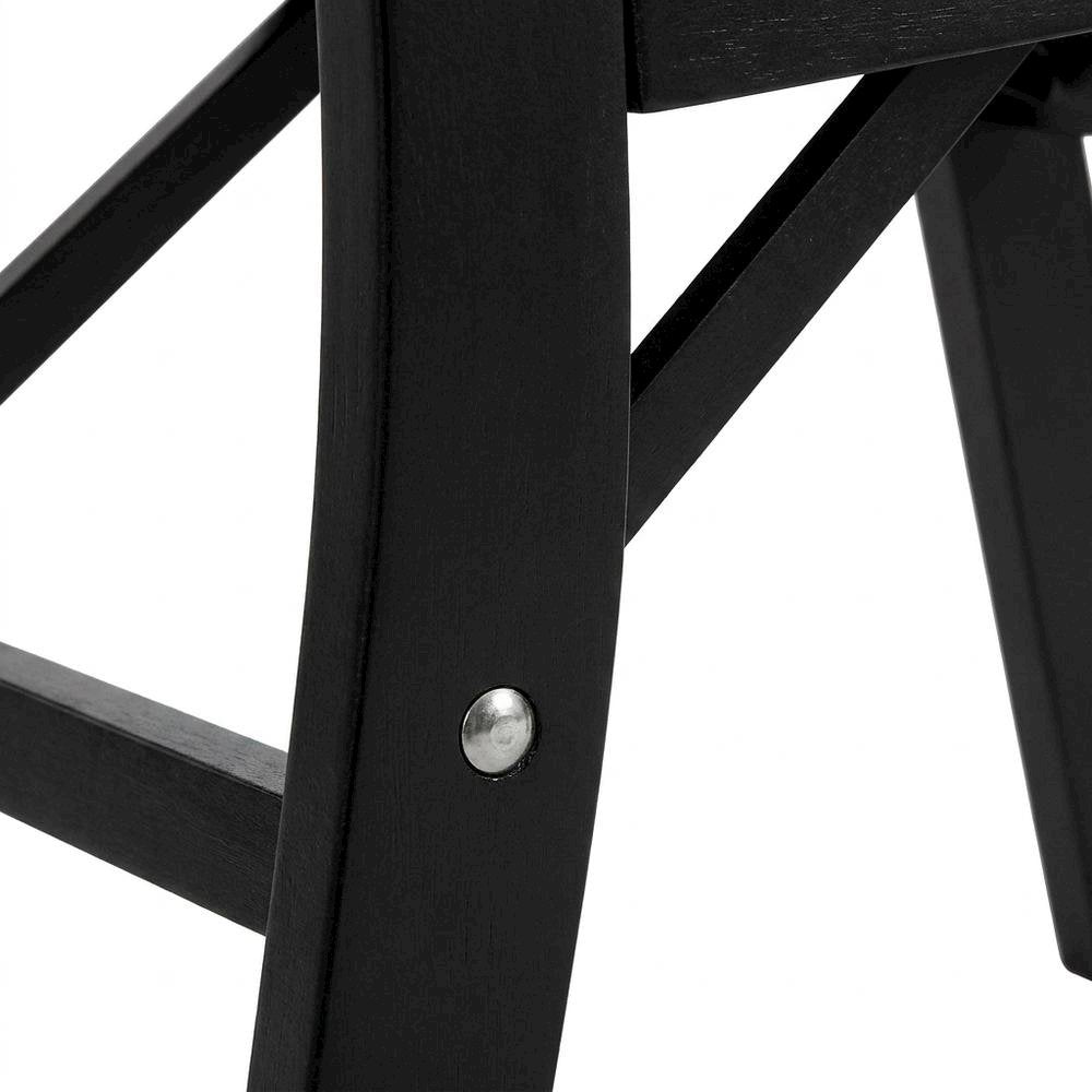 Solid Wood Dining Chairs with PU Leather Seat, 3-X Back, Set of 2, Black