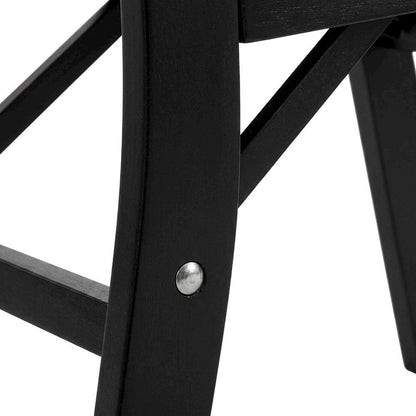 Solid Wood Dining Chairs with PU Leather Seat, 3-X Back, Set of 2, Black