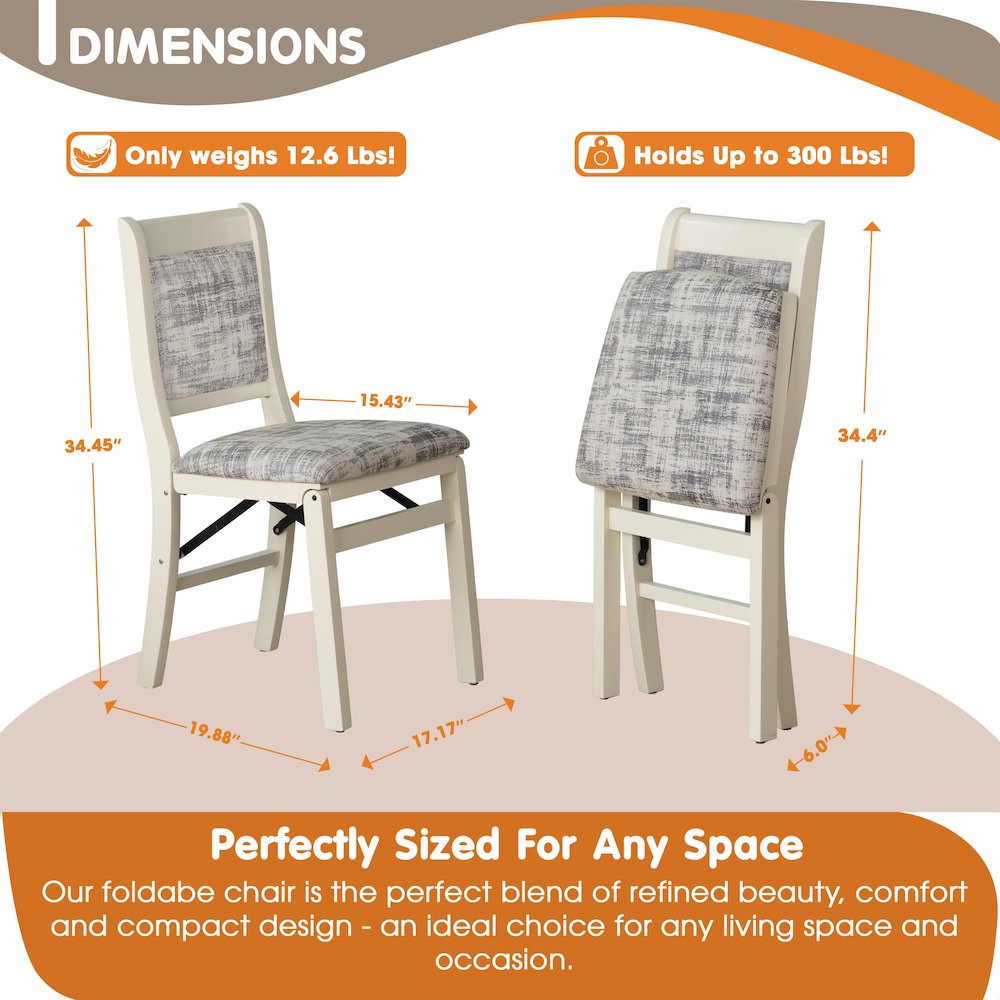 Waco Dining Chairs with PU Leather Seat, 3-X Back, Set of 2, Linen White Wood