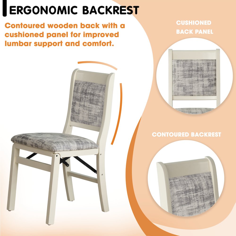 Waco Dining Chairs with PU Leather Seat, 3-X Back, Set of 2, Linen White Wood