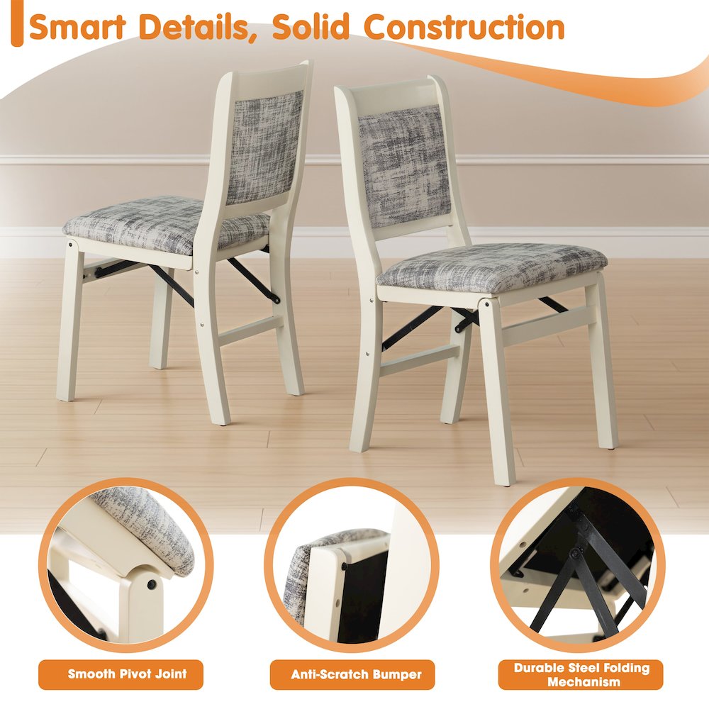 Waco Dining Chairs with PU Leather Seat, 3-X Back, Set of 2, Linen White Wood