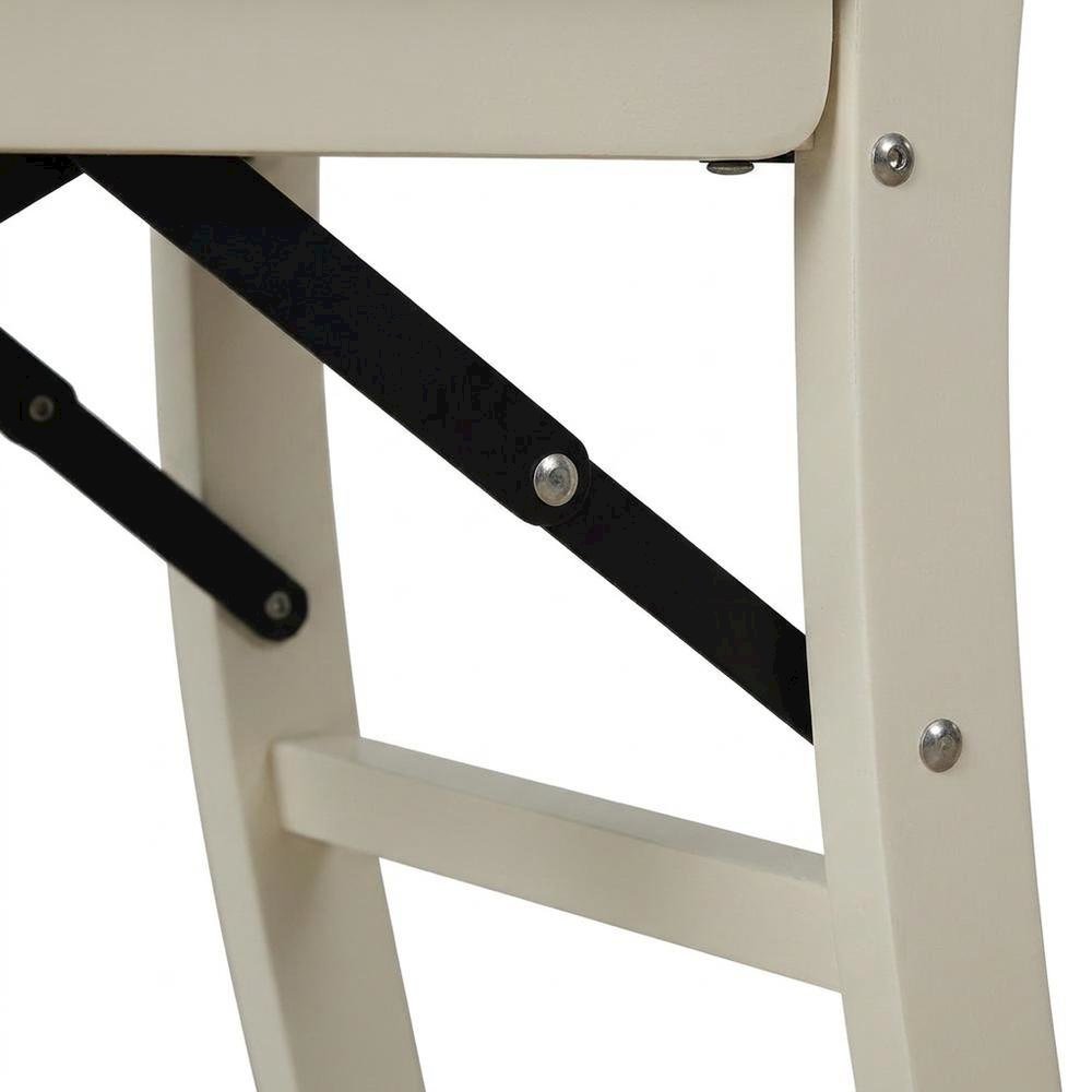 Solid Wood Dining Chairs with PU Leather Seat, 3-X Back, Set of 2, Linen White