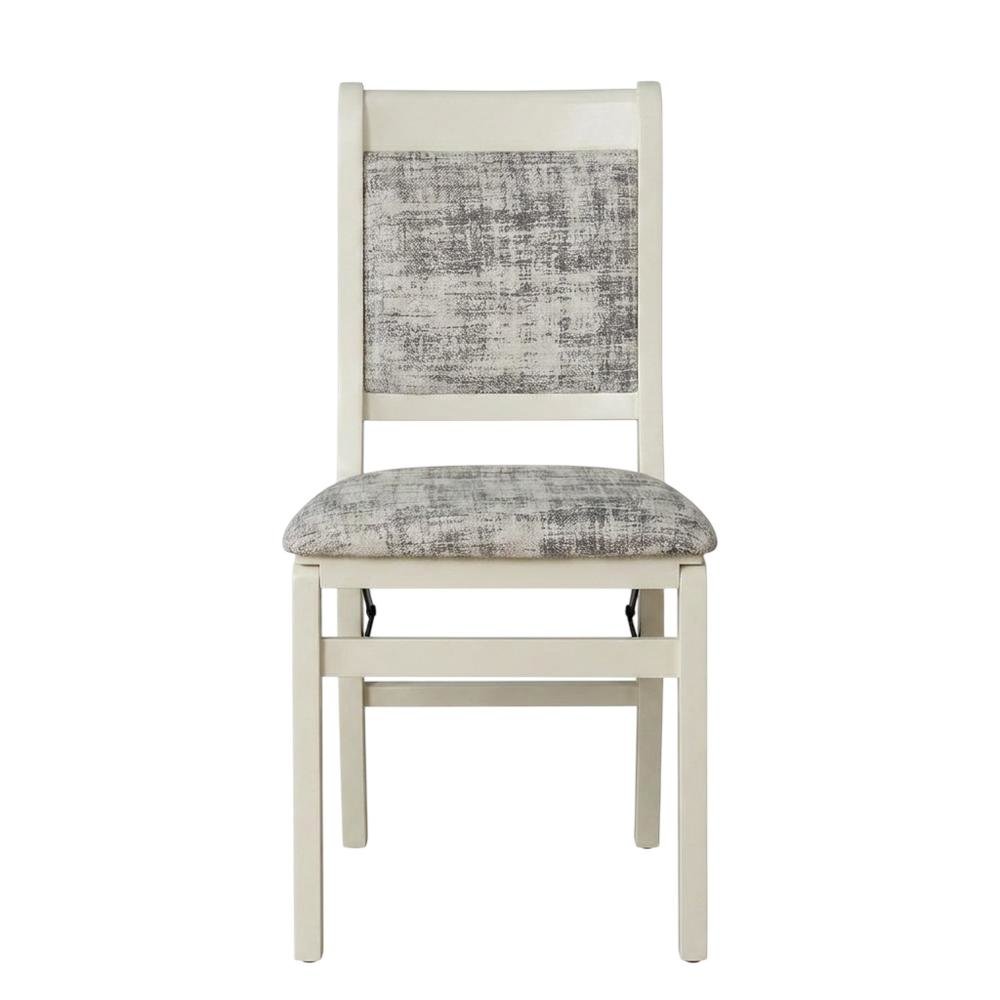 Solid Wood Dining Chairs with PU Leather Seat, 3-X Back, Set of 2, Linen White