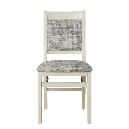 Solid Wood Dining Chairs with PU Leather Seat, 3-X Back, Set of 2, Linen White