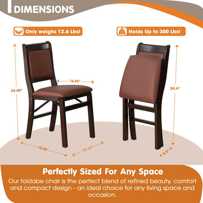 Waco Kitchen Chairs with PU Leather Seat, 3-X Back, Set of 2, Mahogany Wood