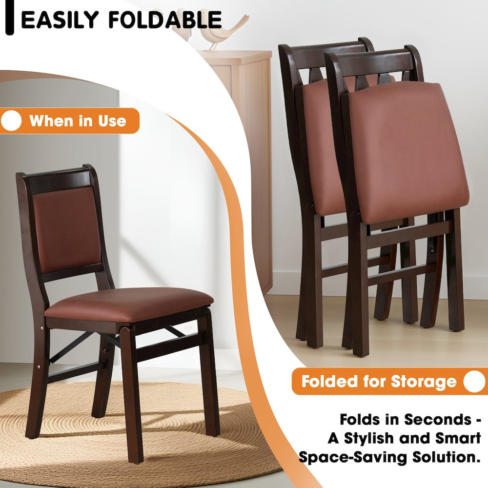 Waco Kitchen Chairs with PU Leather Seat, 3-X Back, Set of 2, Mahogany Wood
