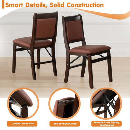 Waco Kitchen Chairs with PU Leather Seat, 3-X Back, Set of 2, Mahogany Wood