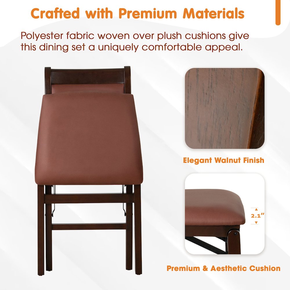 Waco Kitchen Chairs with PU Leather Seat, 3-X Back, Set of 2, Mahogany Wood