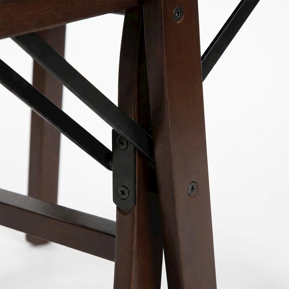 Solid Wood Dining Chairs with PU Leather Seat, 3-X Back, Set of 2, Mahogany