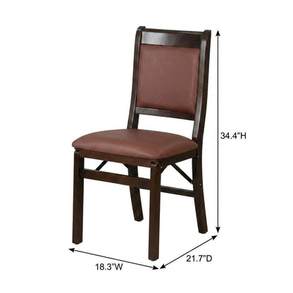 Solid Wood Dining Chairs with PU Leather Seat, 3-X Back, Set of 2, Mahogany