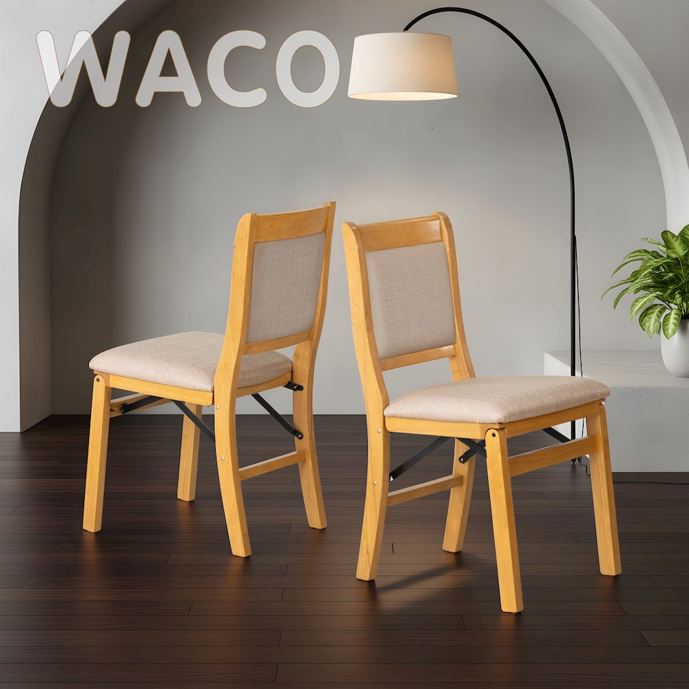 Waco Dining Chairs with PU Leather Seat, 3-X Back Design, Set of 2, Oak Wood