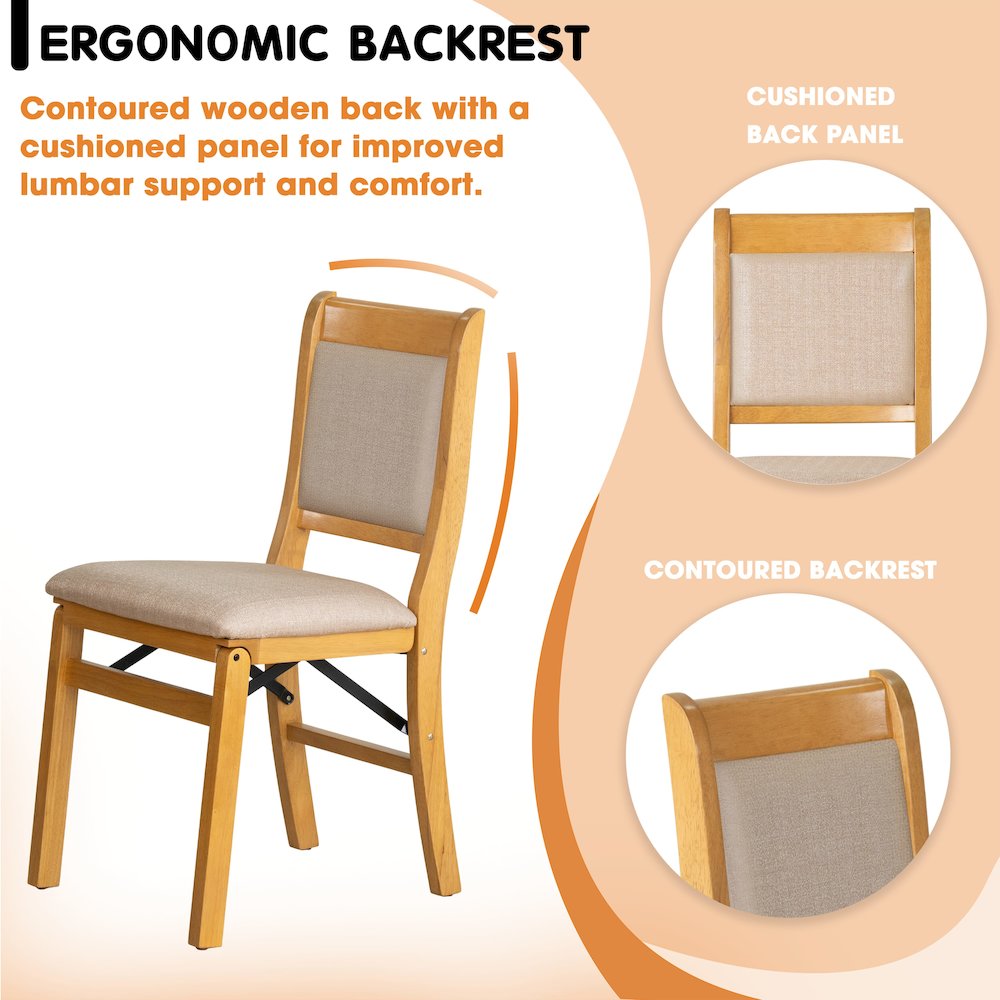 Waco Dining Chairs with PU Leather Seat, 3-X Back Design, Set of 2, Oak Wood