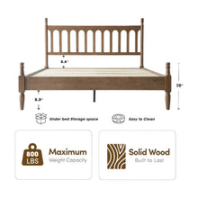 Solid Wood King Platform Bed Frame with Headboard, No Box Spring, Barnwood