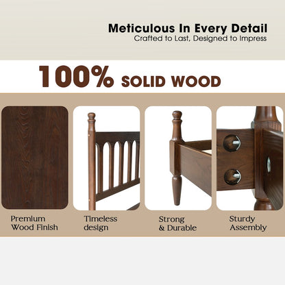 Queen Wooden Platform Bed Frame, Dark Roast Oak Finish, Traditional Style
