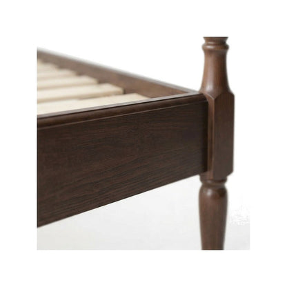 Solid Wood King Platform Bed Frame with Headboard, No Box Spring, Dark Roast Oak