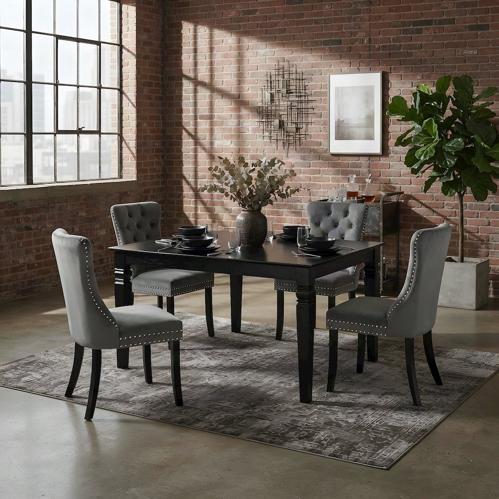 Wood Kitchen Dining Table with Chairs, Industrial-Style 5 Piece Set