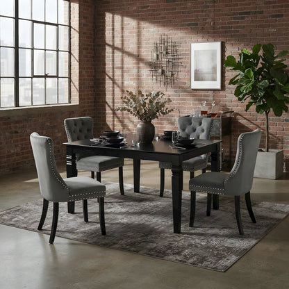 Wood Kitchen Dining Table with Chairs, Industrial-Style 5 Piece Set