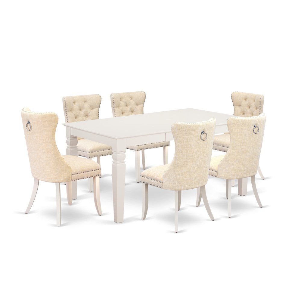 7 Piece Kitchen Set Consists of a Rectangle Dining Table with Butterfly Leaf