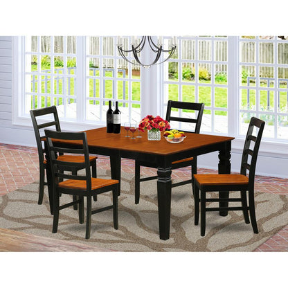 5  Pc  Dinette  set  with  a  Dining  Table  and  4  Wood  Dining  Chairs  in  Black