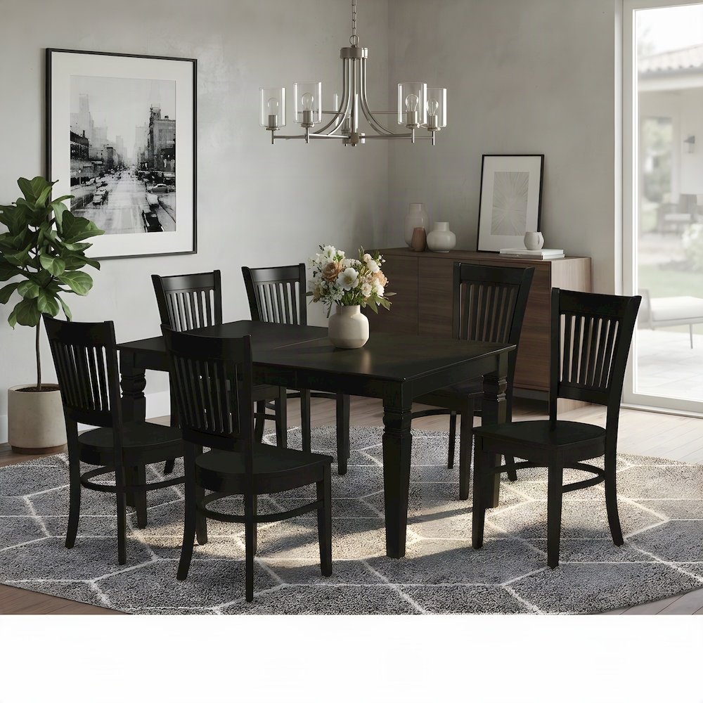 Industrial-Style Extendable Dining Table Set with Table Leg Chairs