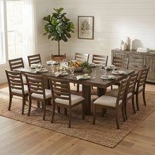 Wood Extendable Dining Table with Chairs, Modern 13 Piece Set, Antique Walnut