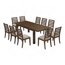 Wood Extendable Dining Table with Chairs, Modern 13 Piece Set, Antique Walnut