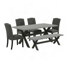 Solid Wood Dining Table with Bench and Parsons Chairs, 6 Piece Set