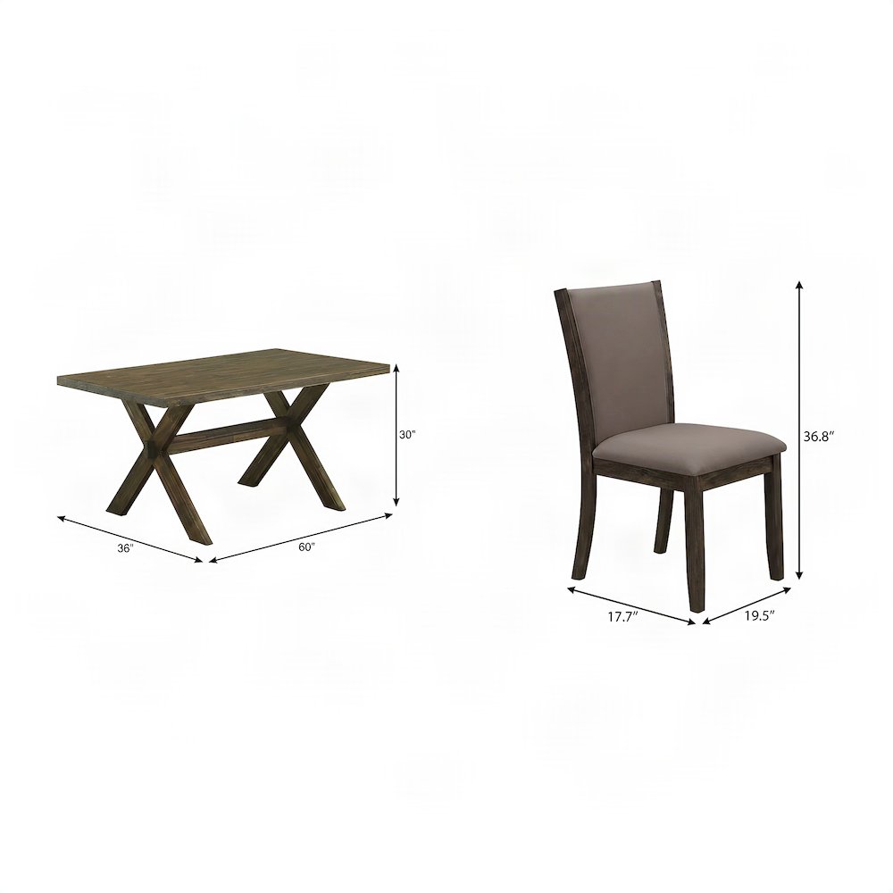 Solid Wood Dining Table Set with Linen Upholstered Parsons Chairs
