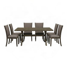Solid Wood Dining Table Set with Linen Upholstered Parsons Chairs