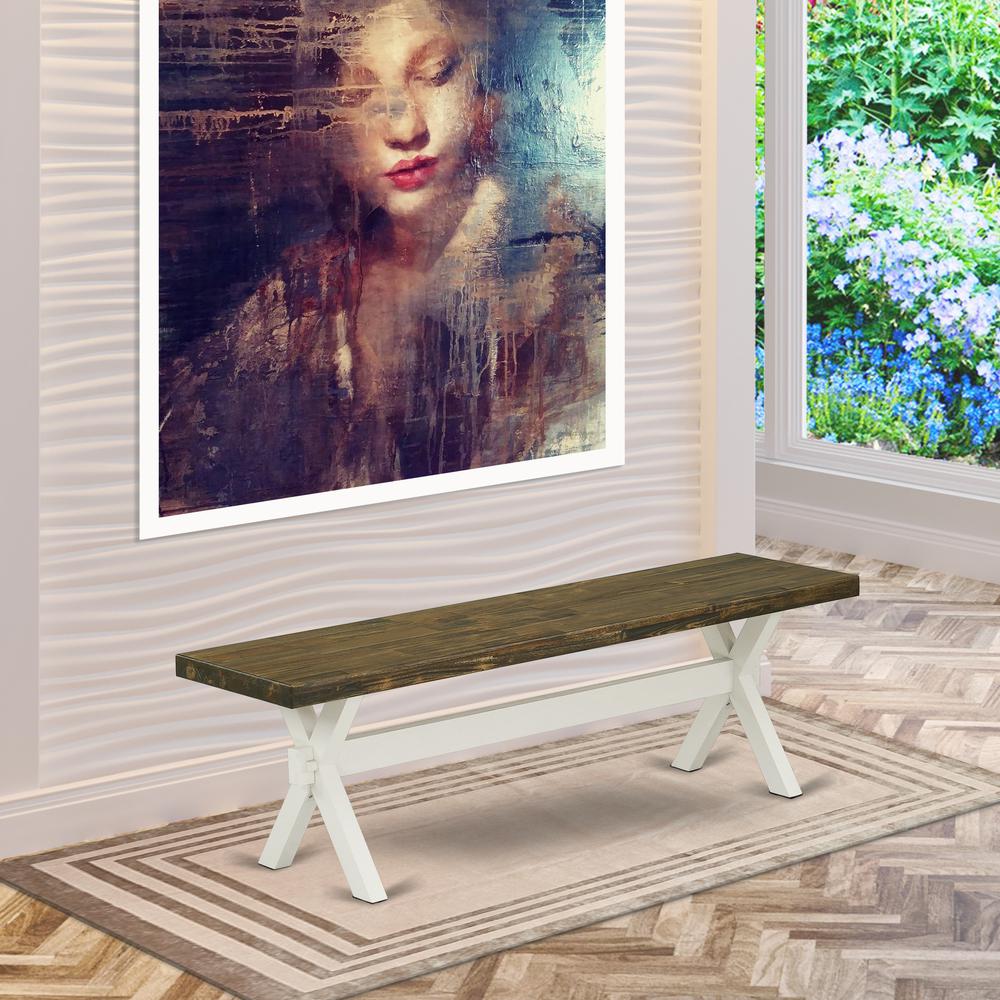 Mid Century Modern Dining Bench with Solid Wood Seat, 60x15x18 Inch, Multi-Color
