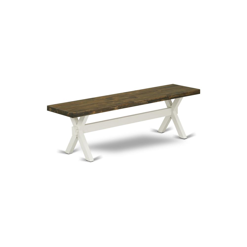 Mid Century Modern Dining Bench with Solid Wood Seat, 60x15x18 Inch, Multi-Color
