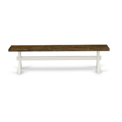 Mid Century Modern Dining Bench with Solid Wood Seat, 60x15x18 Inch, Multi-Color