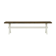 Wooden Dining Bench with X-Style Base for Kitchen and Dining Room, Brown/White