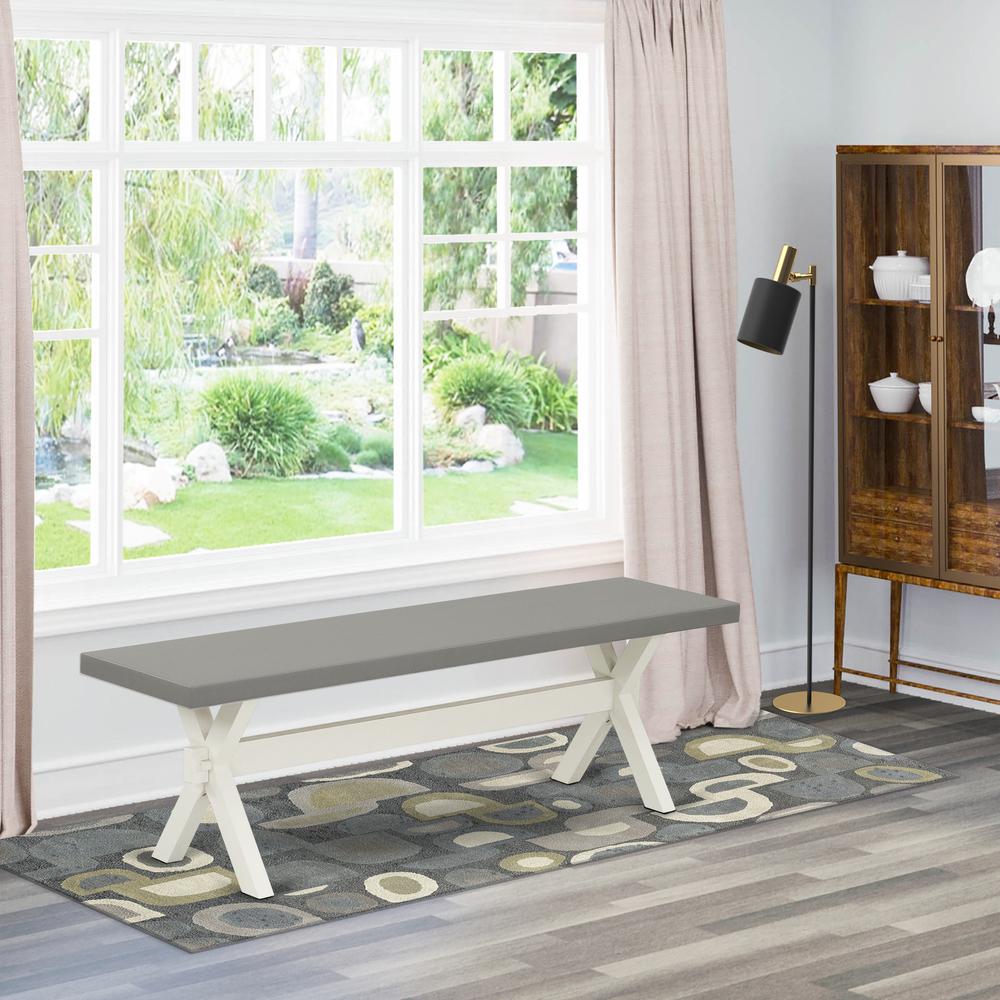 East West Furniture X-Style Modern Dining Room Bench with Wooden Seat, 60x15x18 Inch, XB096