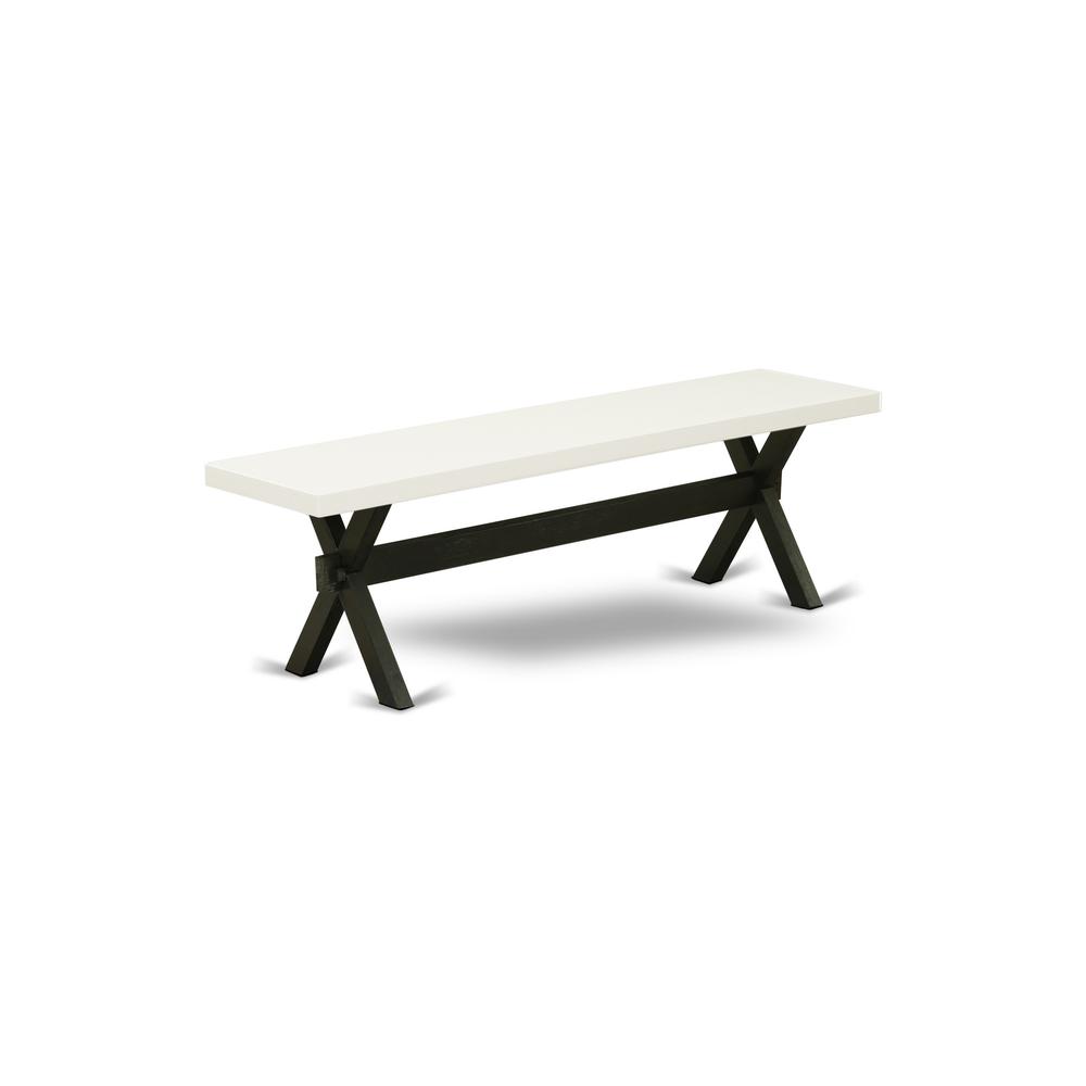 East West Furniture X2-626 3 Piece Kitchen Set - 1 Linen White Dining Room Table and 2 Modern Benches - Stable and Sturdy Constructed - Wire Brushed Black Finish