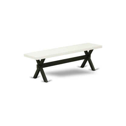 East West Furniture X2-626 3 Piece Kitchen Set - 1 Linen White Dining Room Table and 2 Modern Benches - Stable and Sturdy Constructed - Wire Brushed Black Finish