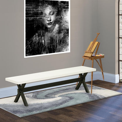 East West Furniture X-Style Modern Kitchen Bench with Wooden Seat, 72x15x18 Inch, XB627