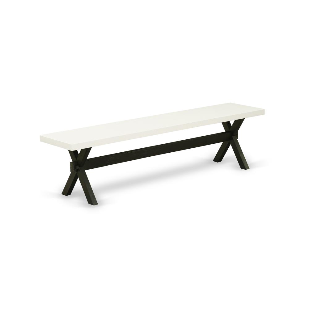 East West Furniture X-Style Modern Kitchen Bench with Wooden Seat, 72x15x18 Inch, XB627