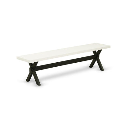 East West Furniture X-Style Modern Kitchen Bench with Wooden Seat, 72x15x18 Inch, XB627