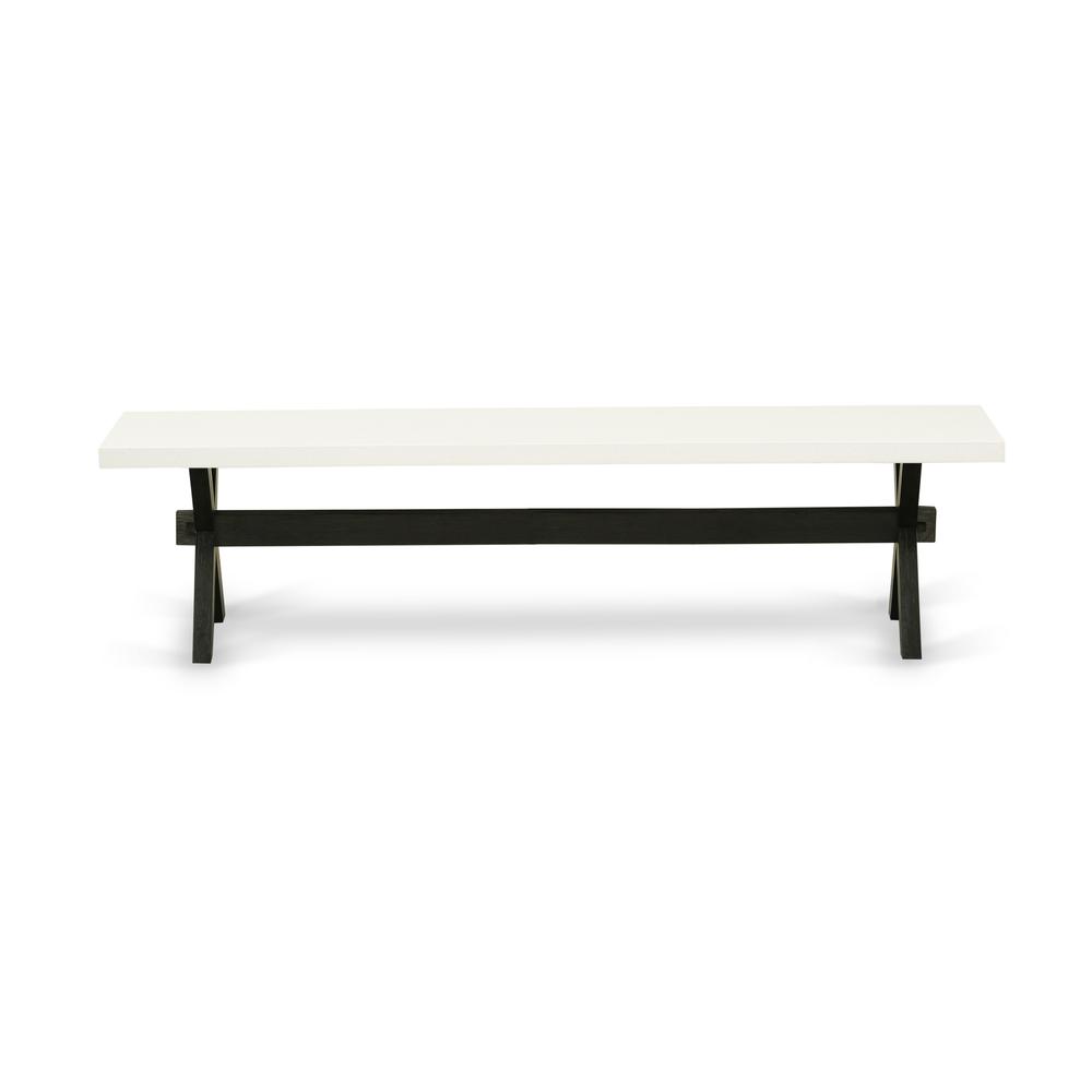 East West Furniture X-Style Modern Kitchen Bench with Wooden Seat, 72x15x18 Inch, XB627