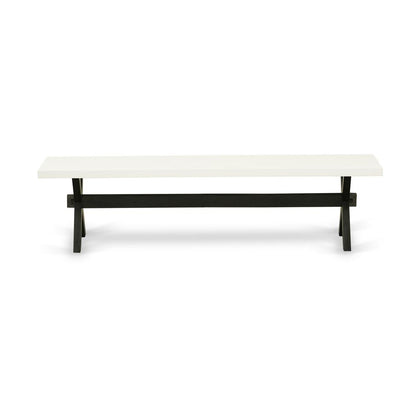 East West Furniture X-Style Modern Kitchen Bench with Wooden Seat, 72x15x18 Inch, XB627